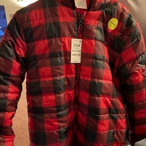 Wonder Nation Kids Plaid Red and Black Puffer Jacket